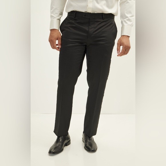 Ron Tomson Classic Black Dress Pant Tuxedo Stripe Prom Homecoming Formal wedding - Picture 1 of 6